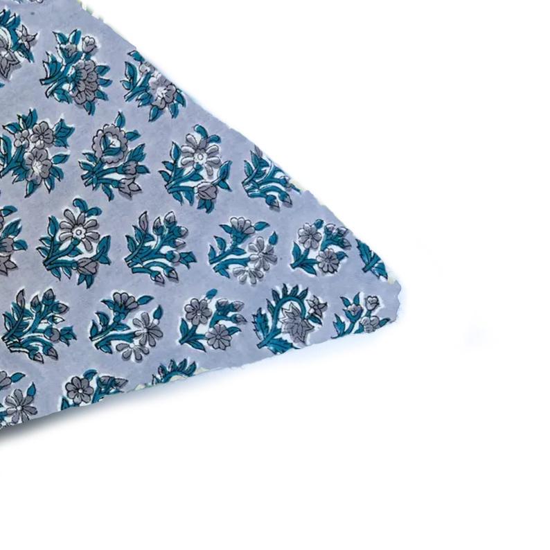 Hand Block Printed Cotton Cushion Cover, Blue Floral Pillow Cover, Decorative Sofa Cushion, Indian Boho Home Decor, 16x16 Throw Pillow Case