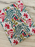 Hand Block Print Cotton Fabric, Red Floral Green Leaf Fabric, Indian Botanical Print Cotton, Soft Lightweight Sewing Fabric Dressmaking