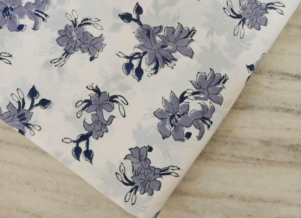 Indian Hand Block Print Fabric, Floral 100% Cotton Quilting Fabric By The Yard, Fabric For Dress Making, Loose Running Fabric, Napkin Fabric