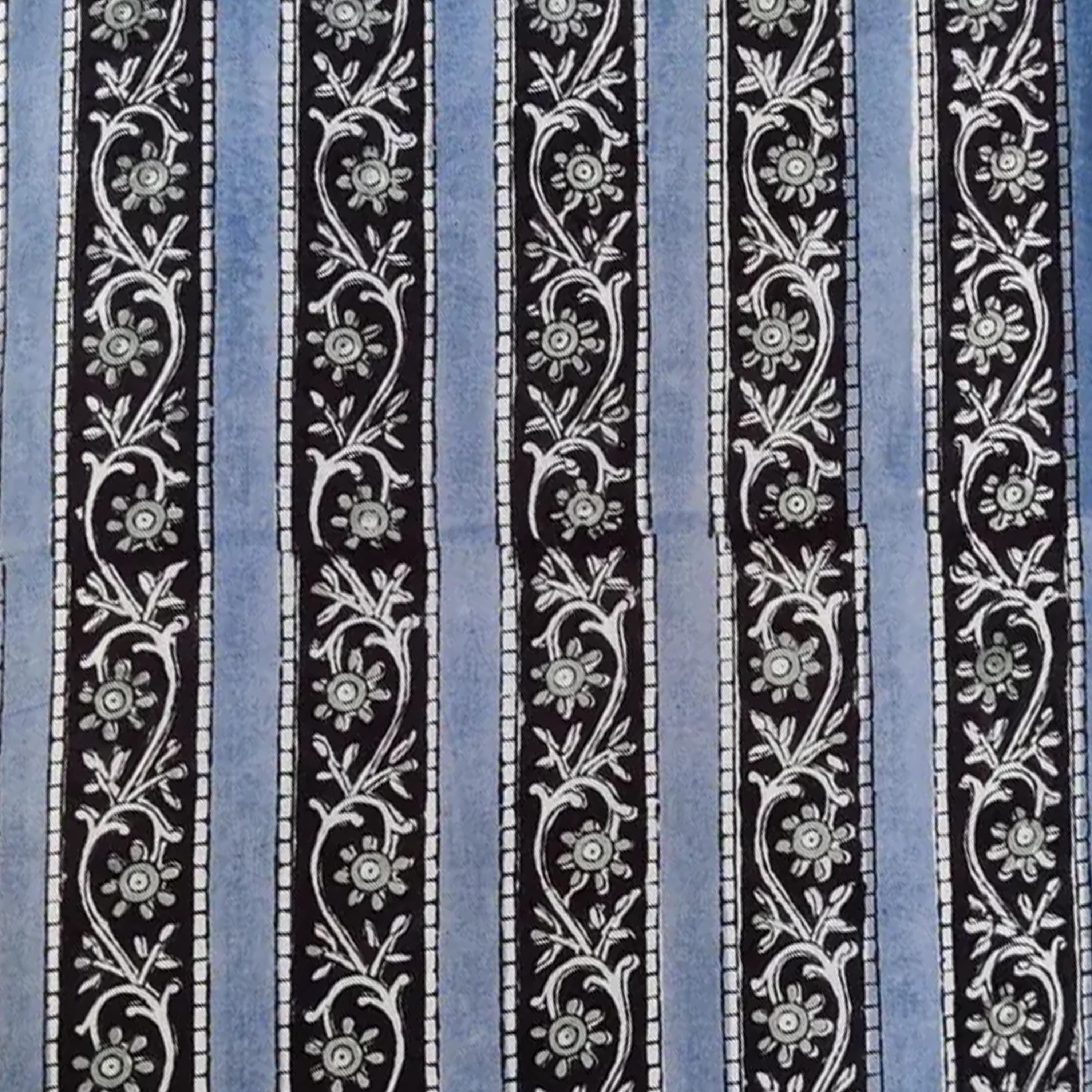 Black Blue Striped Pillow Cover, Decorative Throw Pillow, 16x16 Cushion Cover, Hand Block Printed Cotton Cushion Cover, Christmas Pillowcase