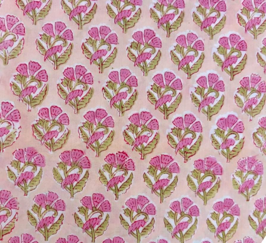 Indian Hand Block Print Fabric, Floral 100% Cotton Quilting Fabric By The Yard, Fabric For Dress Making, Loose Running Fabric, Napkin Fabric
