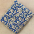 Blue Floral Cotton Fabric, Hand Block Print Fabric, Indian Cotton Fabric by Yard, Vintage Floral Fabric, Quilting Fabric, Cotton Textile