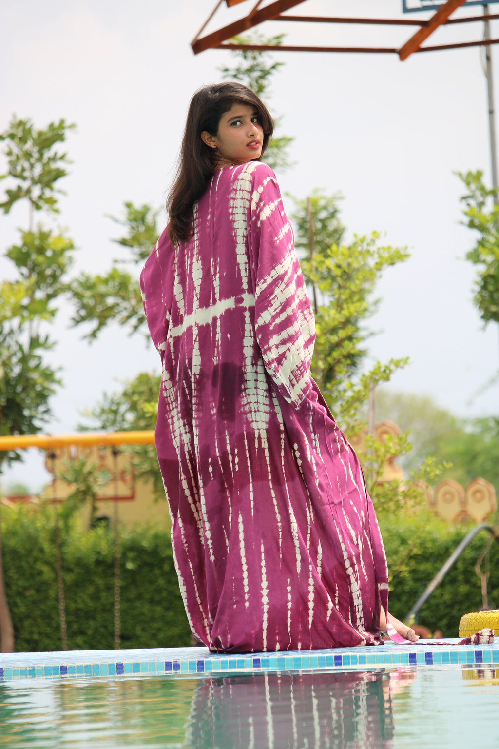 Hand Tie Dye Rayon Kimono: Lightweight Swim Cover-Up