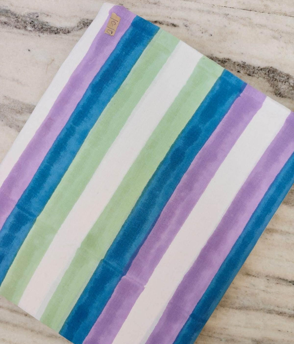 Pastel Striped Cotton Fabric by the Yard, Purple Blue Green Stripe Fabric, Soft Fabric, Apparel Sewing Material, Spring Summer Textile