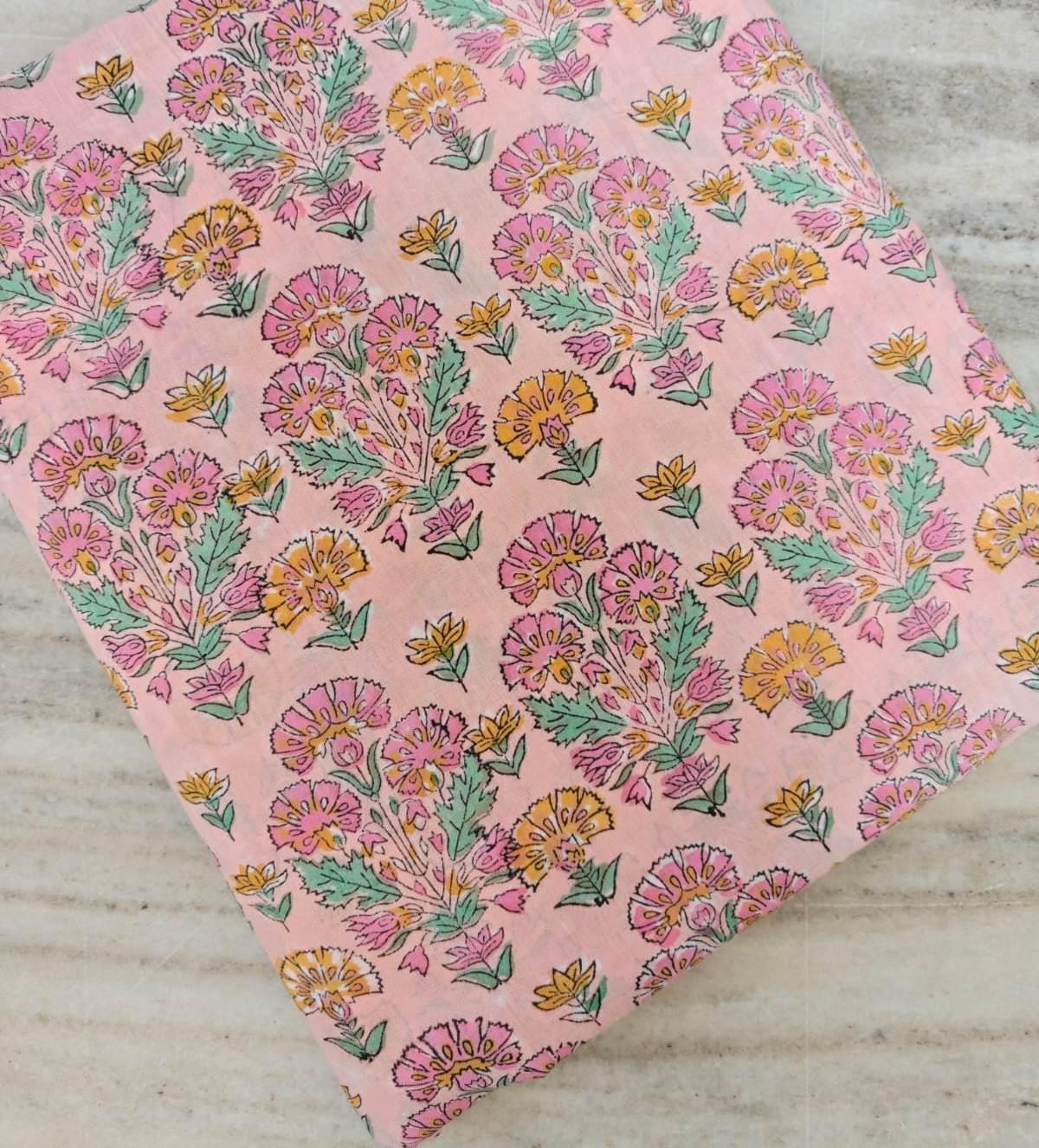 Vintage flower Cotton Fabric, Retro Design Colourful Paisley Cotton Fabric, Upholstery Fabric, Hand Block Printed Indian Fabric by the Yard