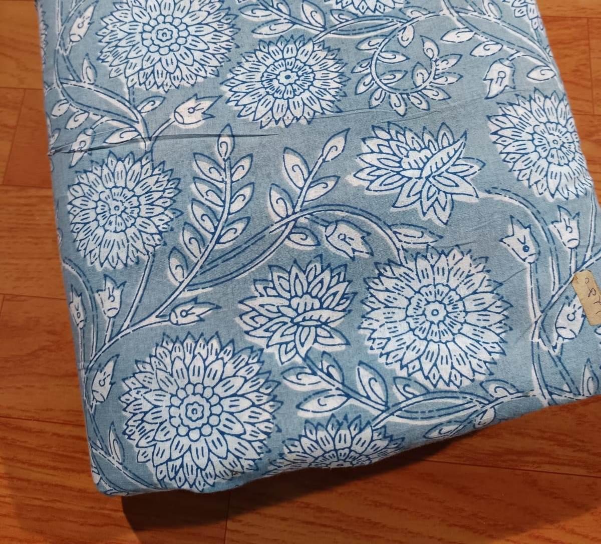 Hand Block Print Cotton Fabric: Indian Floral Quilting Fabric By The Yard