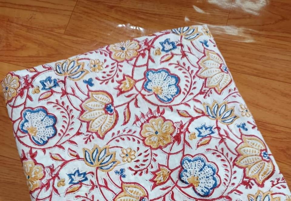 Indian Hand Block Print Fabric, Floral 100% Cotton Quilting Fabric By The Yard, Fabric For Dress Making, Loose Running Fabric, Napkin Fabric