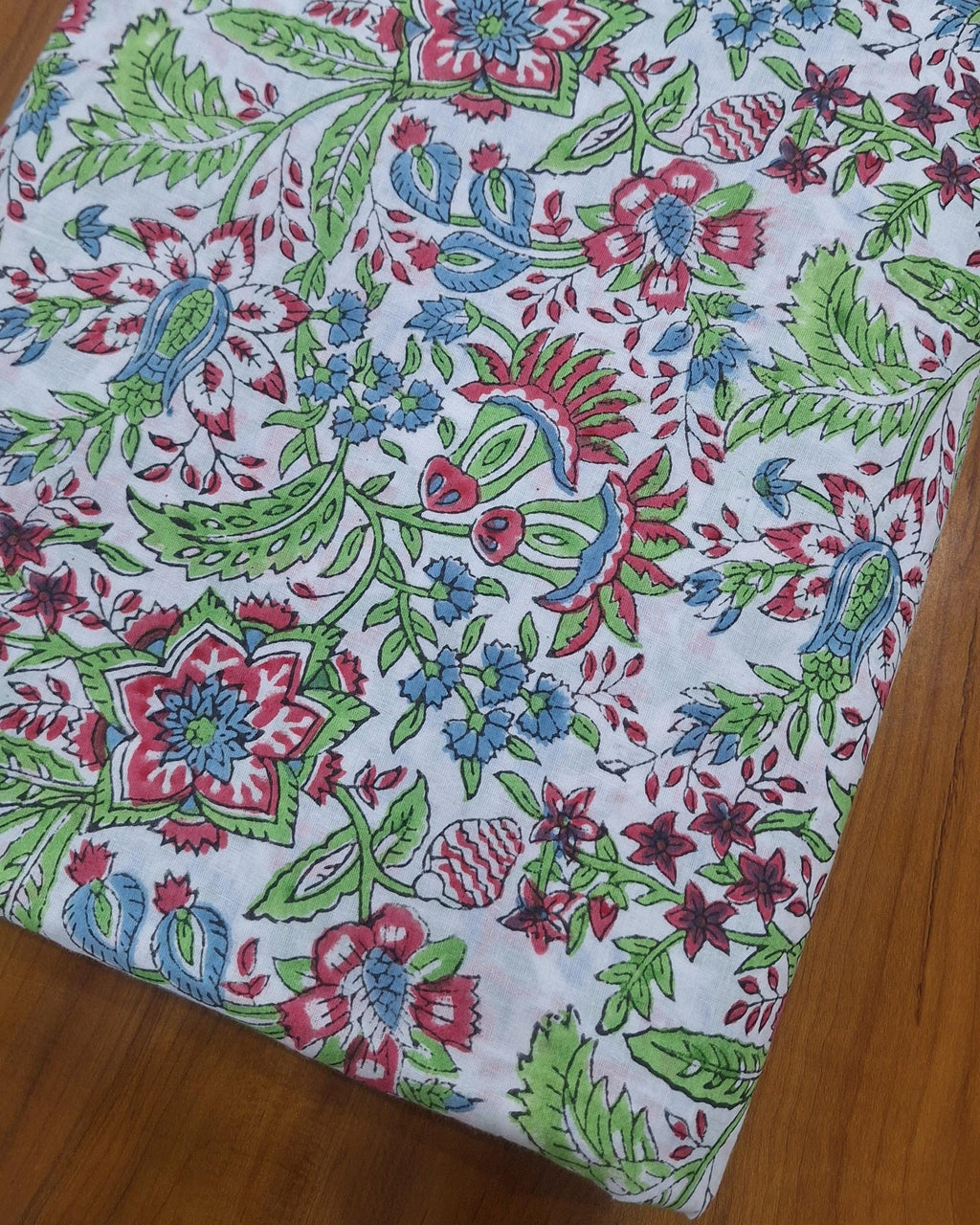 Hand Block Print Cotton Fabric, Floral Indian Cotton Fabric, Soft Lightweight Cotton Cloth, Dressmaking Fabric, Quilting Fabric Craft Fabric