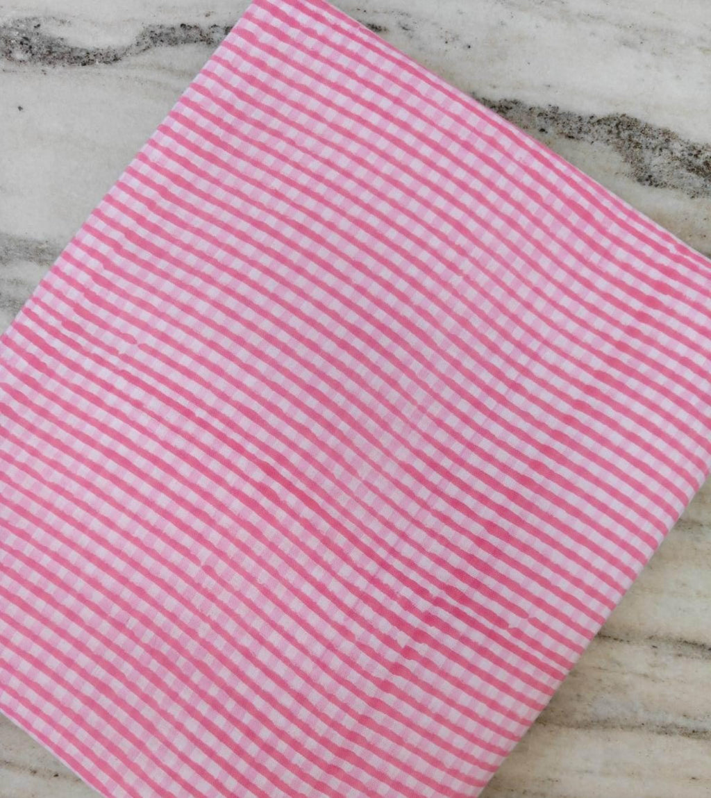 Pink Gingham Cotton Fabric, Small Checkered Fabric by Yard, Soft Cotton Cloth Sewing, Quilting Fabric, Dressmaking, Baby Fabric Craft Fabric