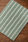 Indian Green Striped Floral Cotton Fabric by the Yard, Block Printed Fabric, Sewing, Quilting, Dressmaking, Cotton Textile, Running Fabric