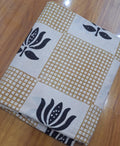 Geometric Floral Cotton Fabric, Modern Block Print Cotton Fabric, Beige Black Botanical Fabric for Quilting Minimalist Cotton Fabric by Yard