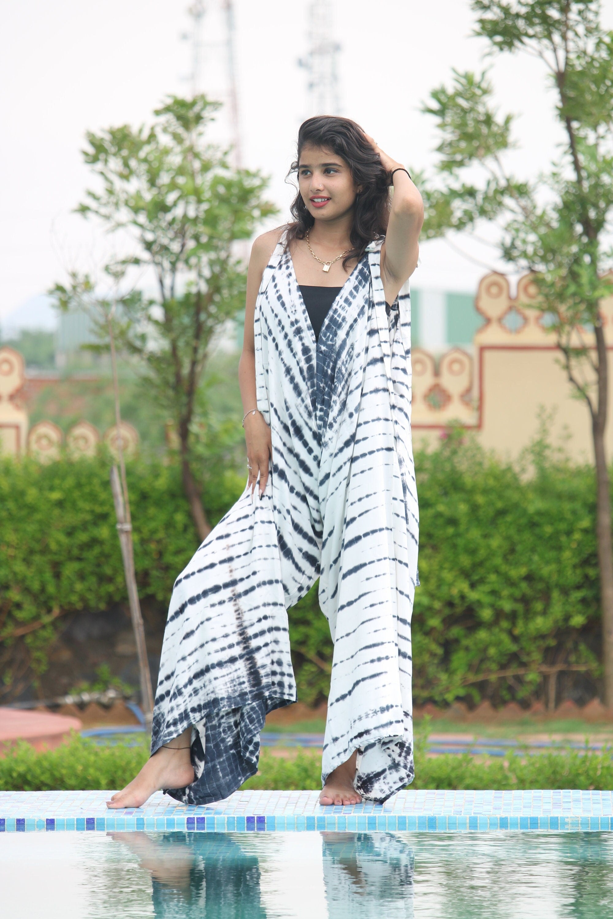 Tie Dye Rayon Jumpsuit: Women's Summer Romper Overalls