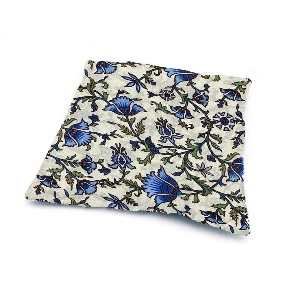 Blue Floral Cotton Cushion Cover, Hand Block Print Pillow Case, Boho Sofa Decor, Gift For Her, Christmas Pillowcases, Indian Ethnic Case