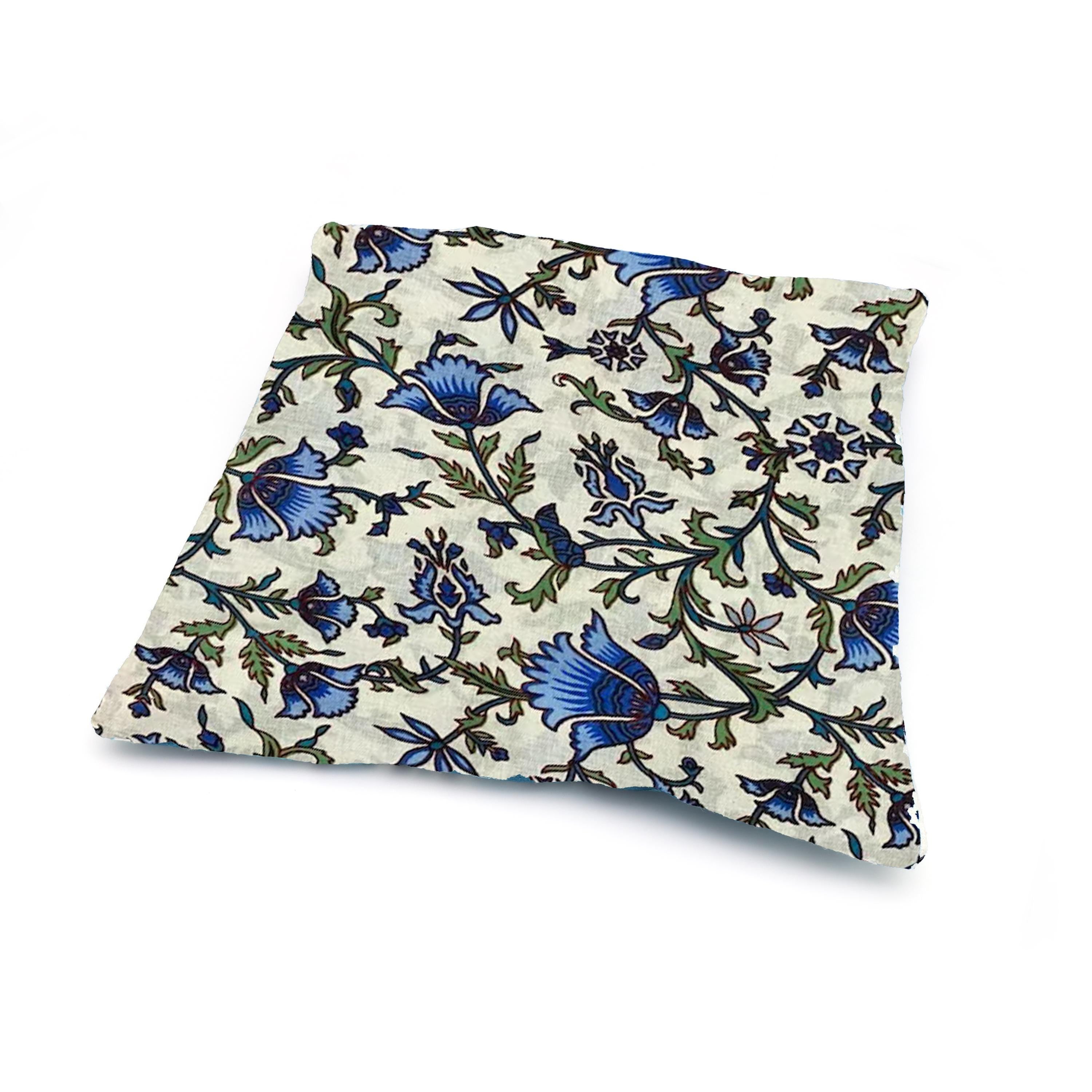 Blue Floral Cotton Cushion Cover, Hand Block Print Pillow Case, Boho Sofa Decor, Gift For Her, Christmas Pillowcases, Indian Ethnic Case
