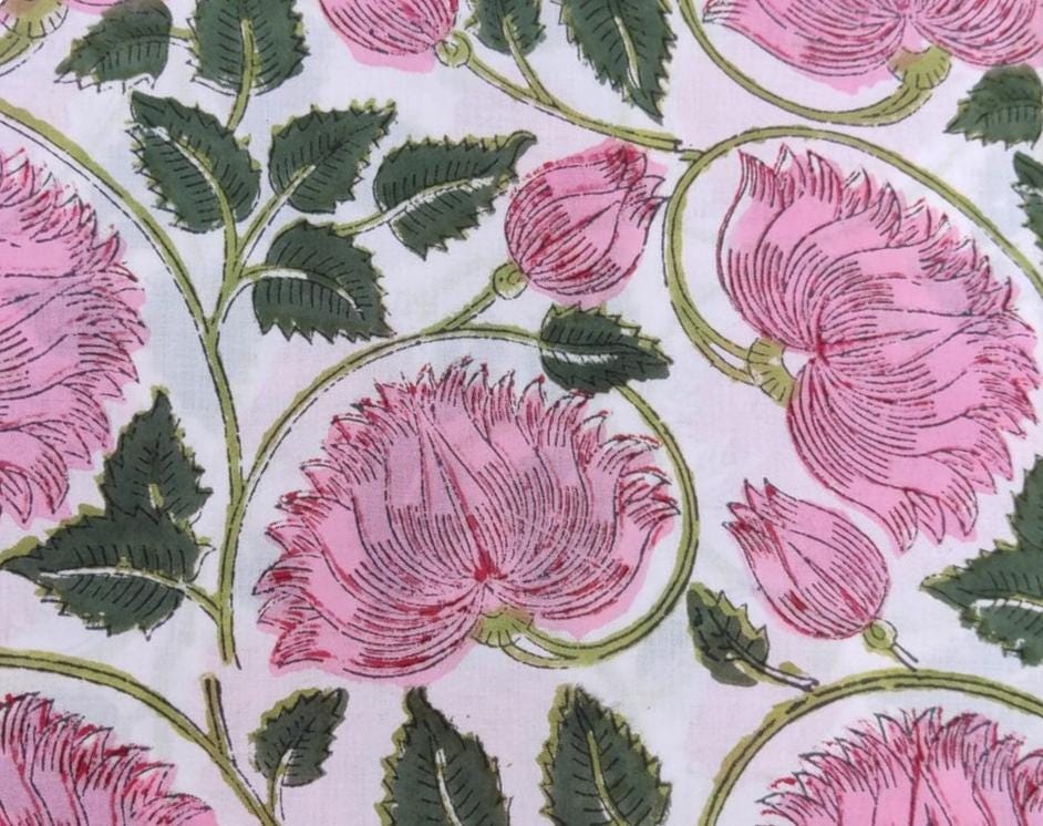 Indian Hand Block Print Fabric, Floral 100% Cotton Quilting Fabric By The Yard, Handmade Fabric, Loose Running Fabric, Textile Fabric, Gifts