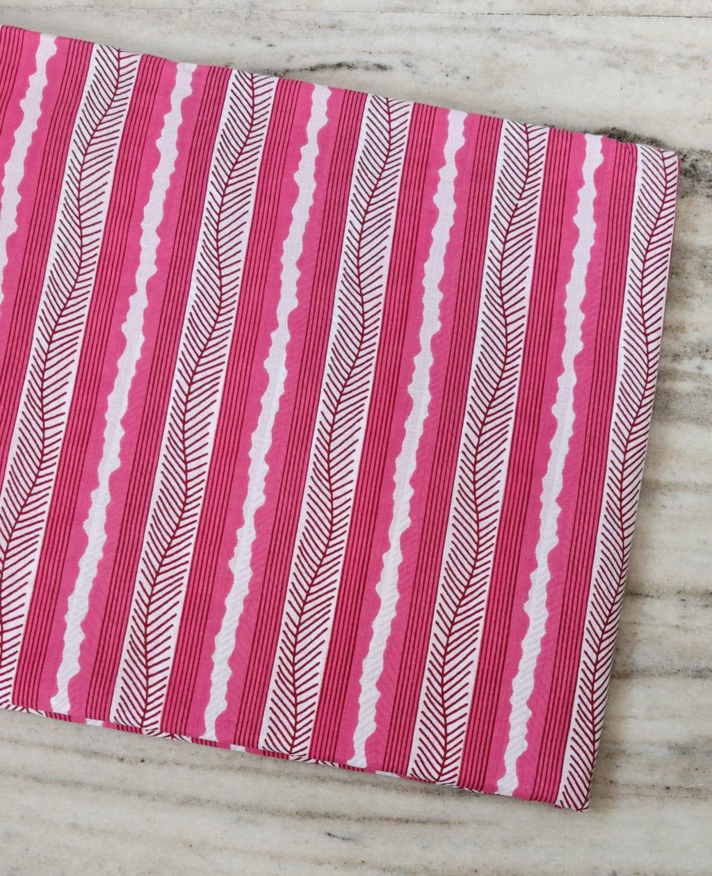 Pink Striped Cotton Fabric, Hand Block Print Fabric, Floral Stripe Cotton Textile, Craft Sewing Fabric, Dressmaking Material, Indian Cotton