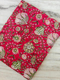 Red Floral Cotton Fabric, Hand Block Print Fabric, Indian Cotton Textile, Soft Lightweight Fabric, Dressmaking Sewing Material, Craft Fabric