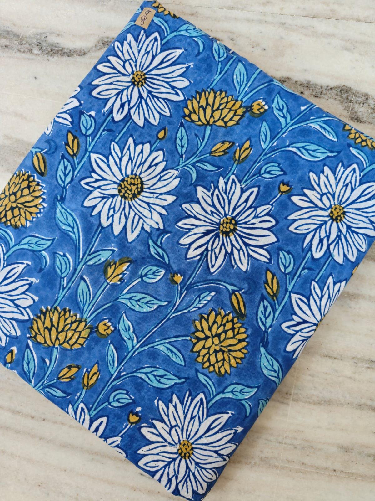 Soft Cotton, Indian Hand Block Print Fabric, Floral 100% Cotton Fabric By The Yard, Fabric for Loose Running, Dress Making, Textile Fabric