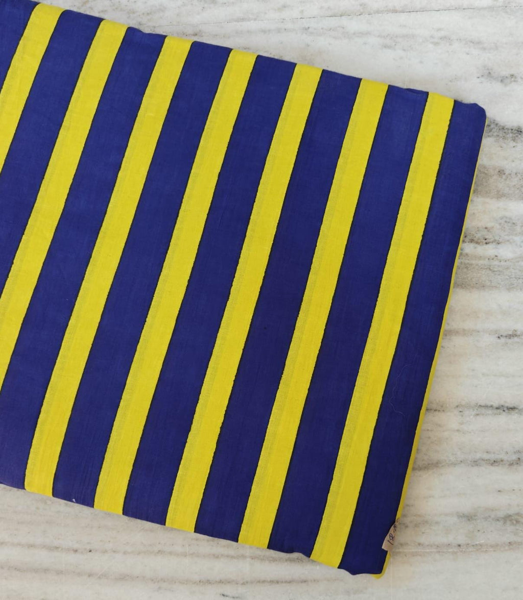 Blue Yellow Stripe Cotton Fabric, Bold Striped Cotton by Yard, Modern Stripe Fabric for Sewing, Upholstery Craft Fabric, Lightweight Textile