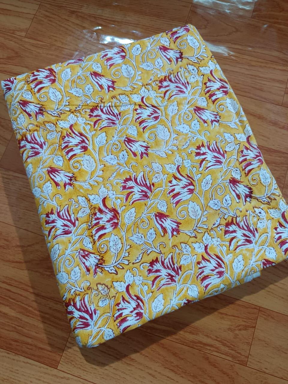 IndiaHand Block Print Fabric, Floral 100% Cotton Quilting Fabric By The Yard, Fabric For Dress Making, Loose Running Fabric, Napkin Fabric