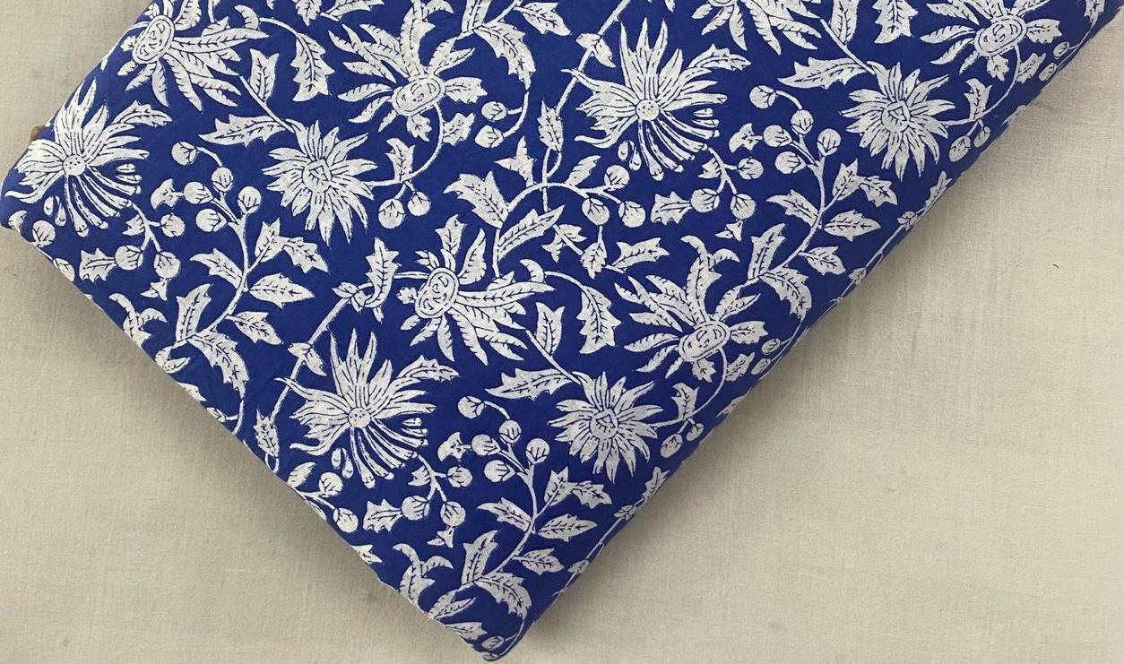 Indian Hand Block Print Fabric, Floral 100% Cotton Quilting Fabric By The Yard, Fabric For Dress Making, Loose Running Fabric, Napkin Fabric
