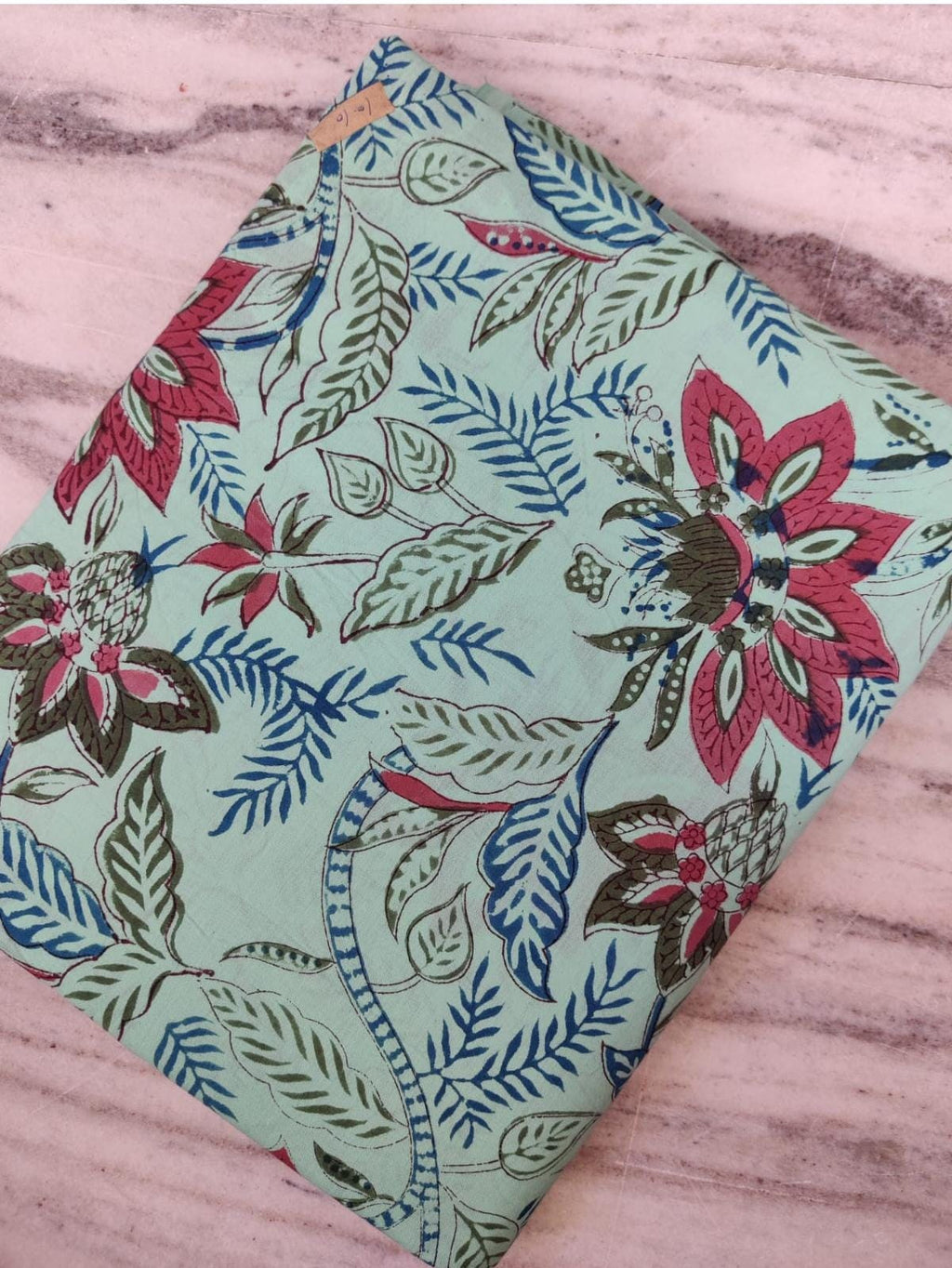 Green Multi-Color Indian Hand Block Print Fabric, Floral 100% Cotton Quilting Fabric By The Yard, Fabric Dress Making, Loose Running Fabric