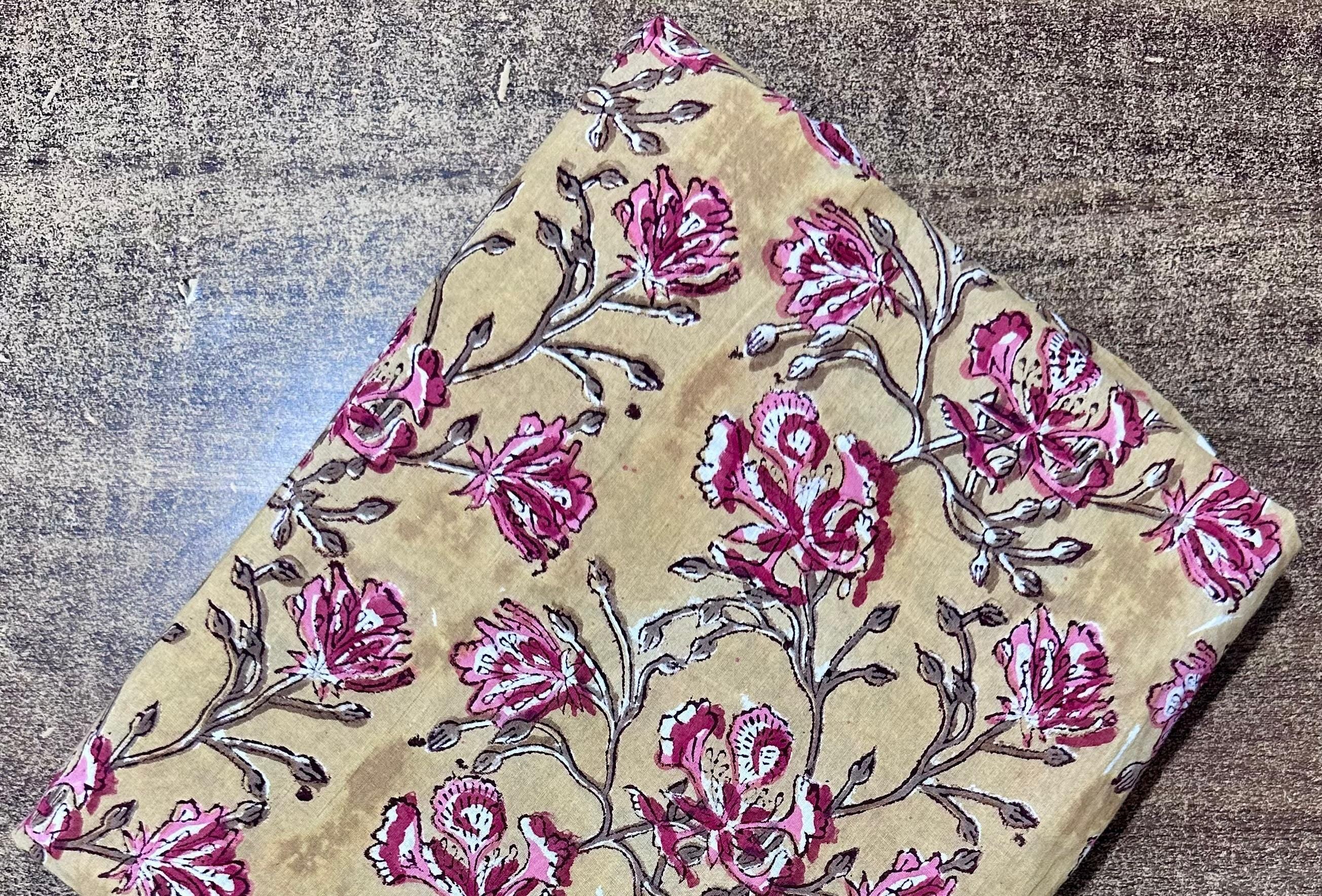 Vintage Style Print Cotton Fabric, Multi Color Hand Block Print Fabric, Indian Cotton Textile, Sewing Quilting, Loose Running Fabric