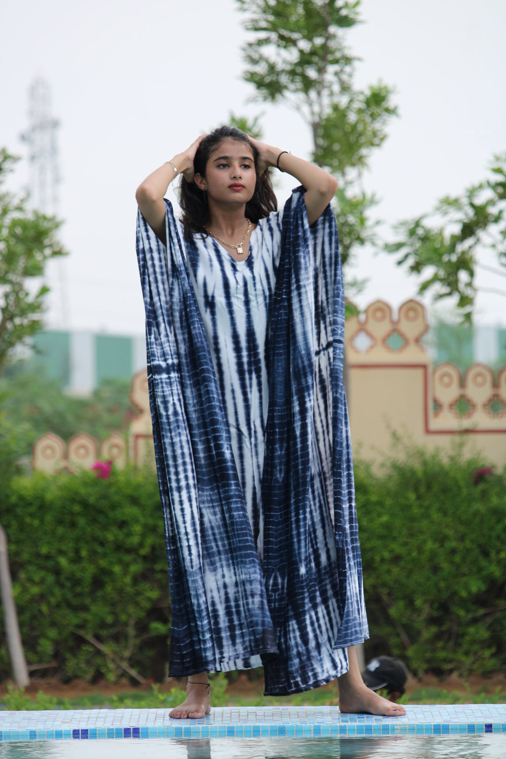 Tie Dye Rayon Kaftan: Plus Size Resort Gown