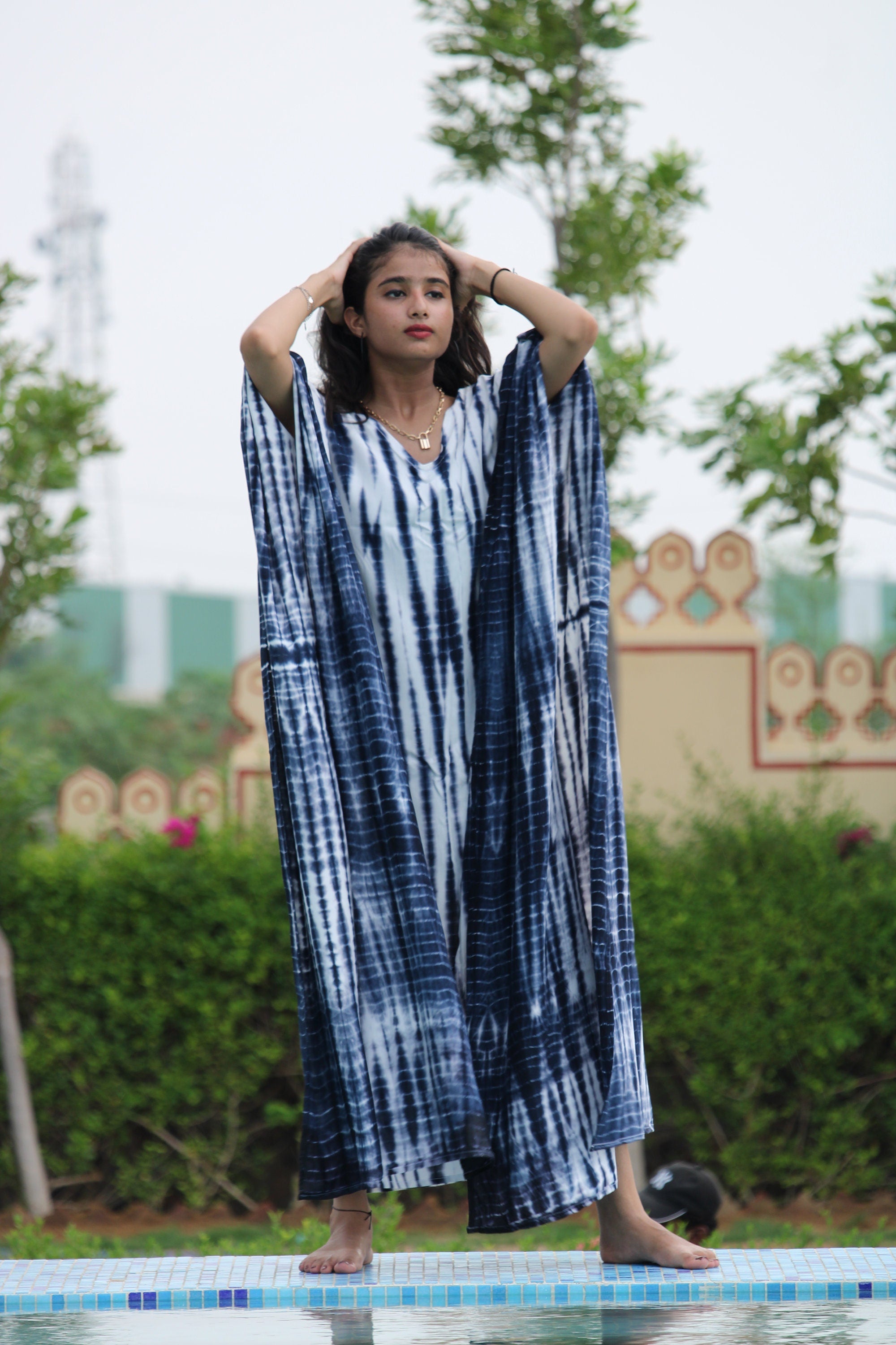 Tie Dye Rayon Kaftan: Plus Size Resort Gown