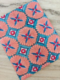 Hand Block Print Cotton Fabric, Floral Geometric Pattern, Blue Pink Indian Cotton, Quilting Sewing Craft Fabric, Soft Breathable Fabric