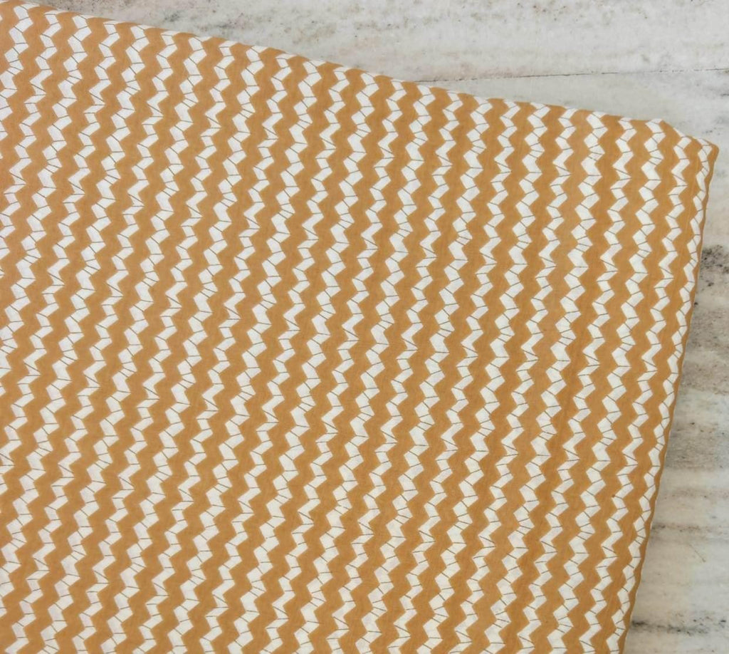 Mustard Zigzag Cotton Fabric, Geometric Chevron Print Fabric, Modern Boho Fabric by Yard, Quilting Sewing Craft Fabric, Soft Cotton Material