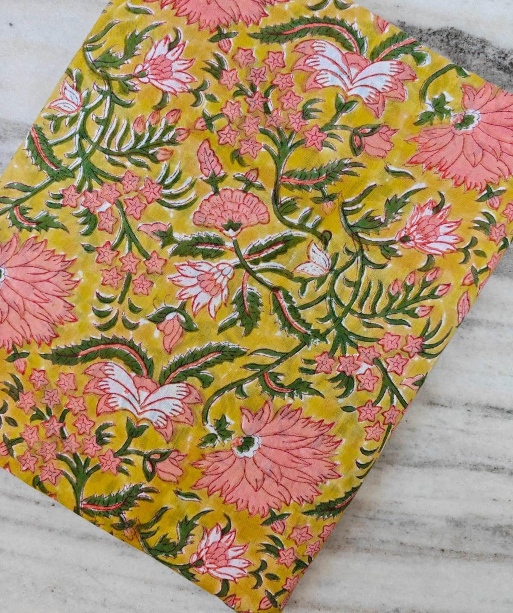 Hand Block Printed Cotton Fabric, Turquoise Floral Stripe Fabric, Indian Cotton Textile, Dressmaking Quilting Fabric, Fabric By The Yard