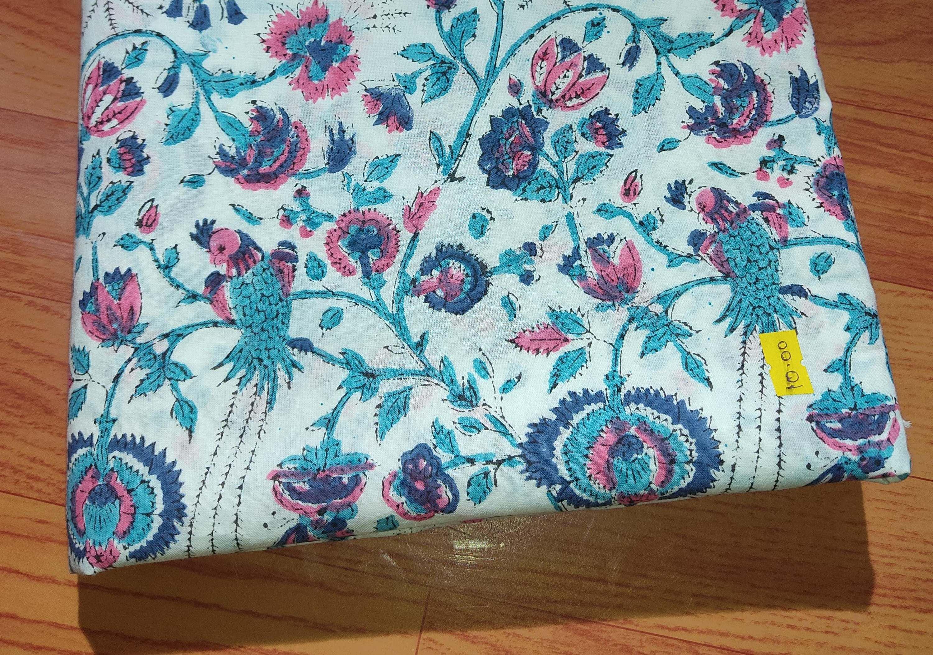Indian Hand Block Print Fabric, Floral 100% Cotton Quilting Fabric By The Yard, Handmade Fabric, Loose Running Fabric, Textile Fabric, Gifts