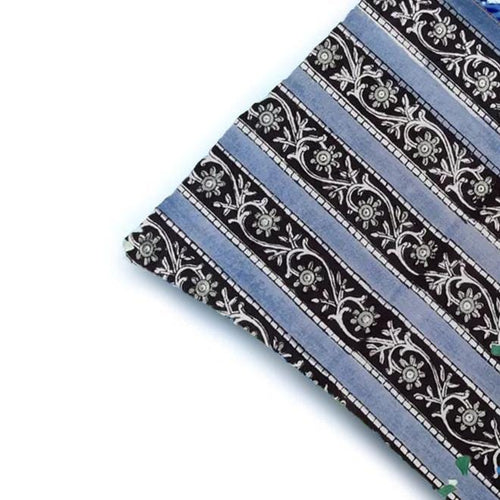 Black Blue Striped Pillow Cover, Decorative Throw Pillow, 16x16 Cushion Cover, Hand Block Printed Cotton Cushion Cover, Christmas Pillowcase