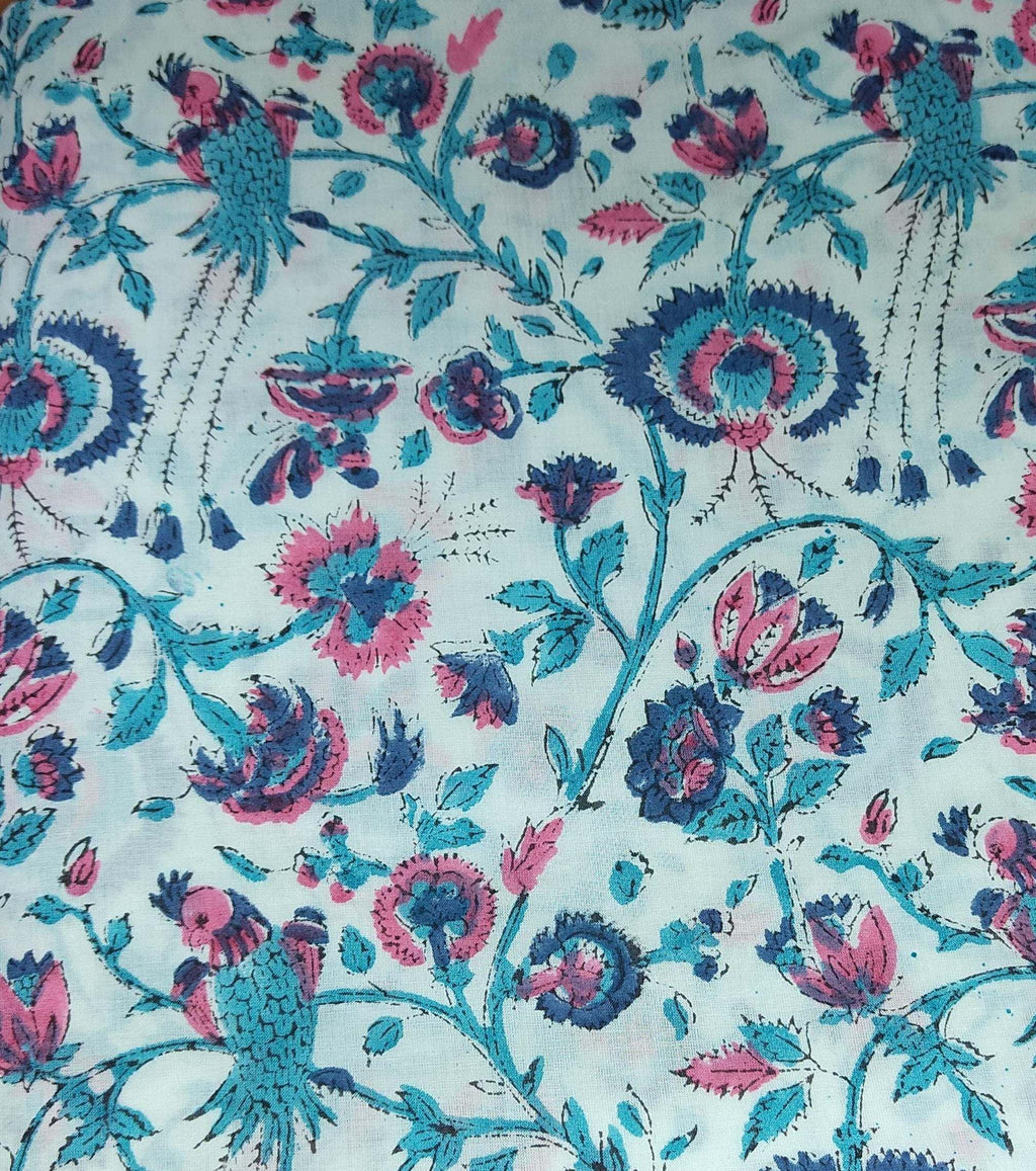 Indian Hand Block Print Fabric, Floral 100% Cotton Quilting Fabric By The Yard, Handmade Fabric, Loose Running Fabric, Textile Fabric, Gifts