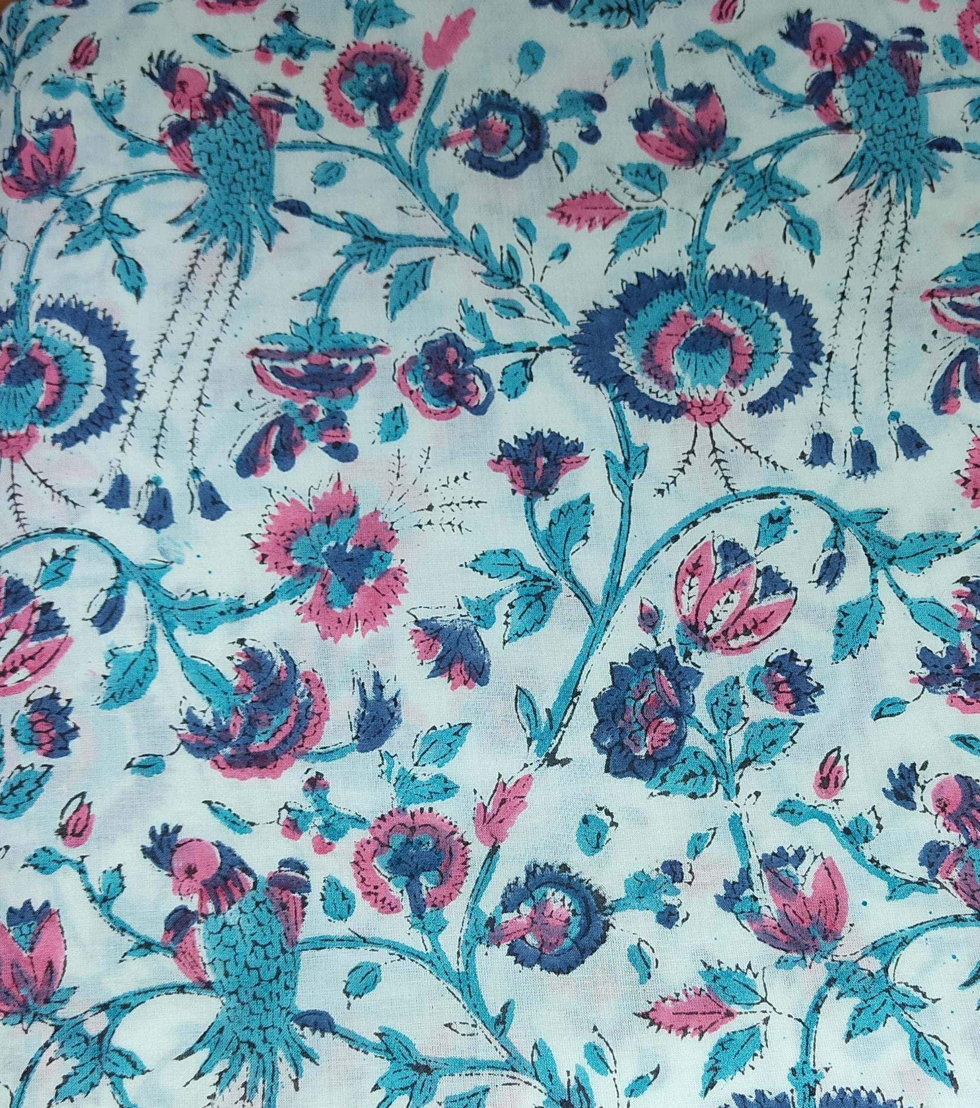 Indian Hand Block Print Fabric, Floral 100% Cotton Quilting Fabric By The Yard, Handmade Fabric, Loose Running Fabric, Textile Fabric, Gifts