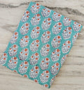 Hand Block Print Cotton Fabric, Turquoise Floral Indian Fabric, Boho Craft Textile, Soft Lightweight Cotton Yardage for Sewing, Quilting