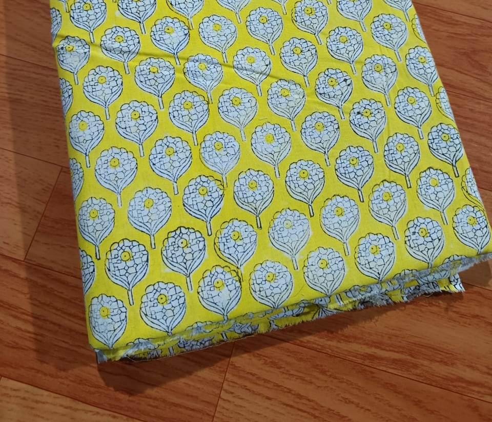 Indian Hand Block Print Fabric, Floral 100% Cotton Quilting Fabric By The Yard, Fabric For Dress Making, Loose Running Fabric, Napkin Fabric