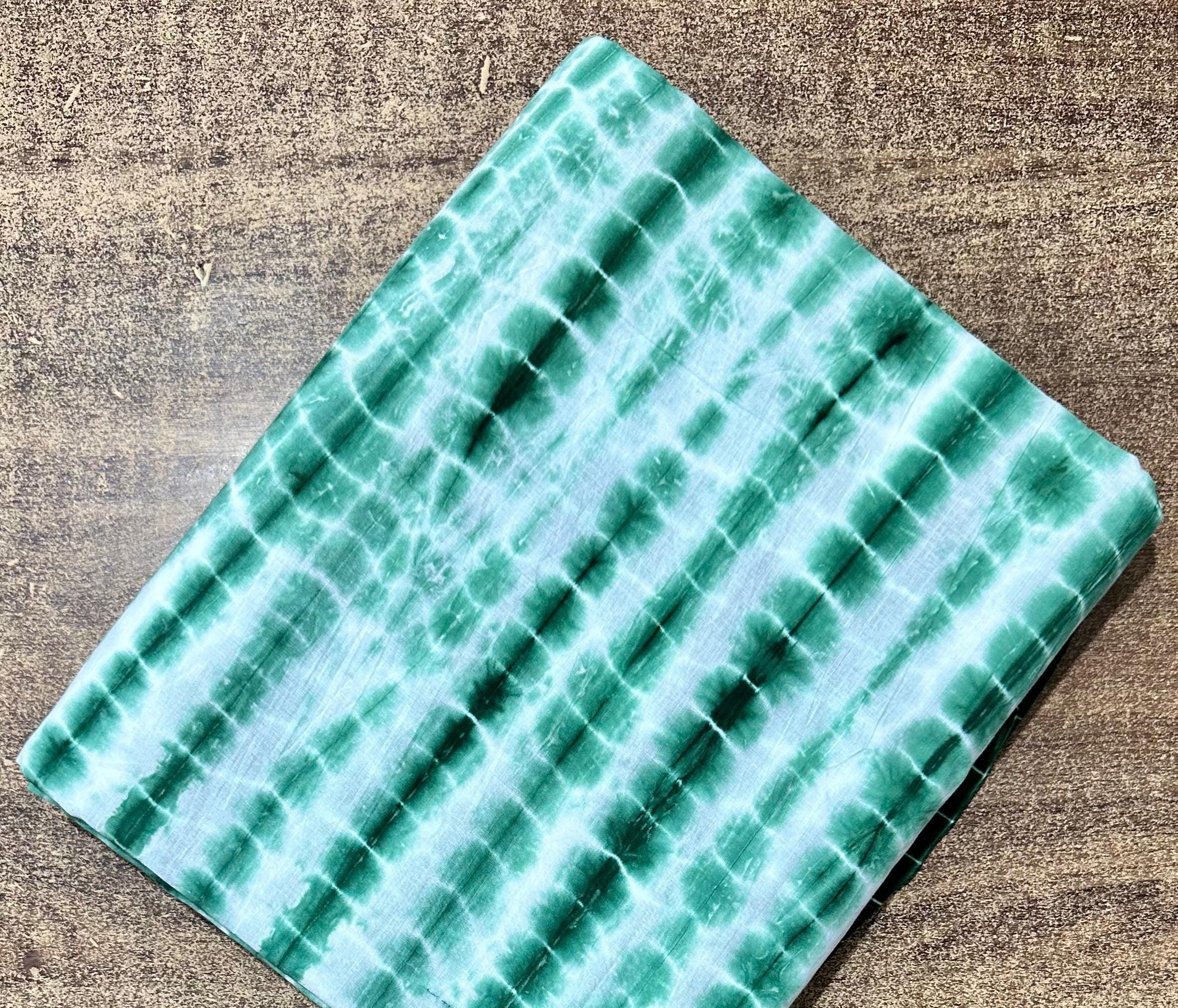 Green Floral Cotton Fabric by Yard, Indian Hand Block Print Cloth, Soft Cotton Sewing Quilting Dressmaking Fabric, Loose Running Fabric