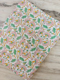 Floral Cotton Fabric by the Yard, Pink Green Yellow Block Print Fabric, Indian Hand Block Print Cotton, Small Quilting Dressmaking Fabric