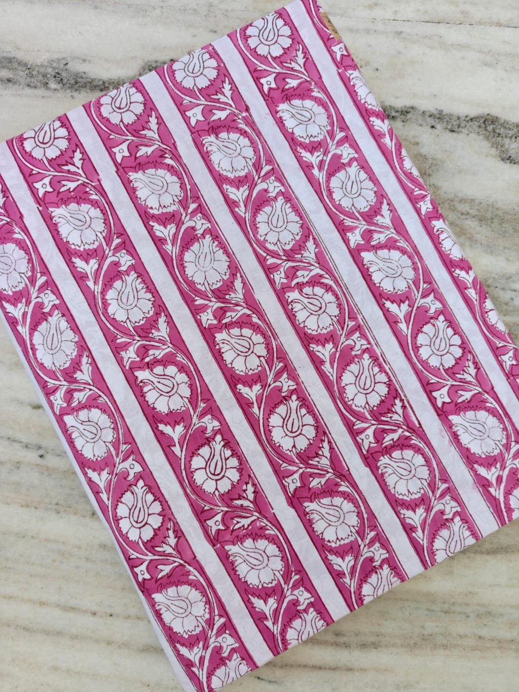 Pink Floral Stripe Cotton Fabric, Hand Block Print Fabric, Indian Cotton Textile, Upholstery Fabric, Dressmaking Fabric Craft Fabric by Yard