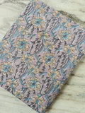 Purple Floral Cotton Fabric, Hand Block Print Fabric by the Yard, Indian Soft Cotton Yellow Blue Flowers for Quilting, Sewing, Dressmaking