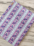 Lavender Blue Indian Hand Block Print Fabric, 100% Cotton Quilting Fabric By The Yard, Dressmaking Fabric, Loose Running Fabric, Napkin