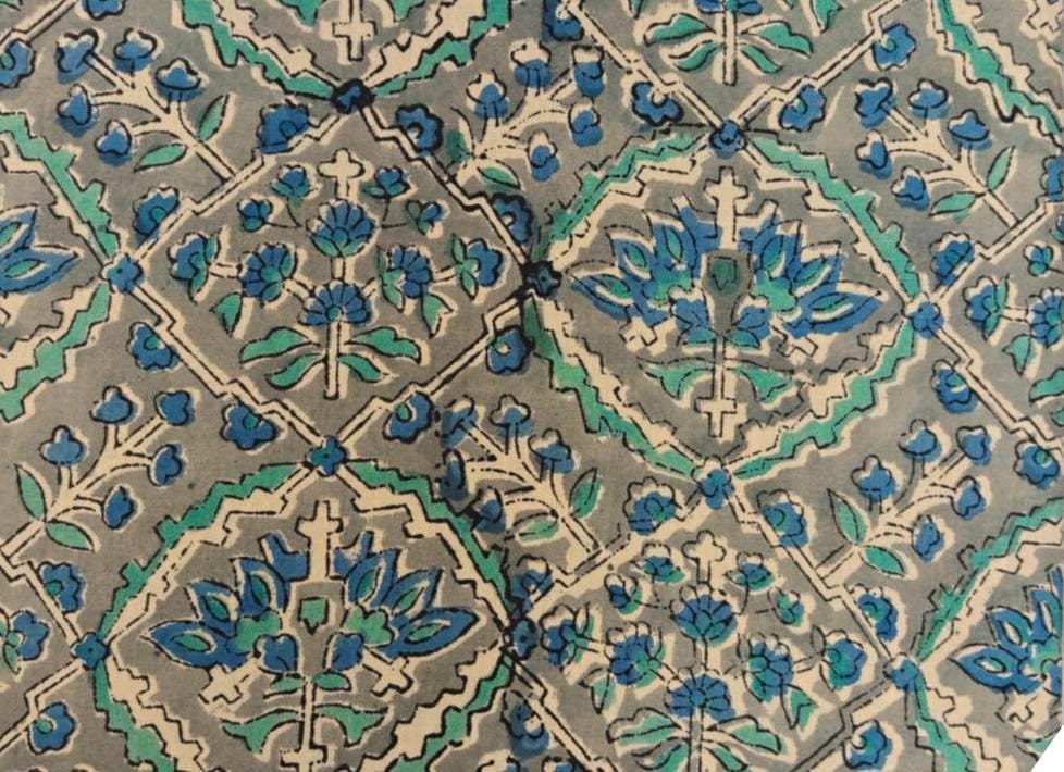 New Arrival Indian Hand Block Print Cotton Fabric by Yard, Blue Floral Jaipur Print, Traditional Sanganeri Textile, Boho Sewing Fabric