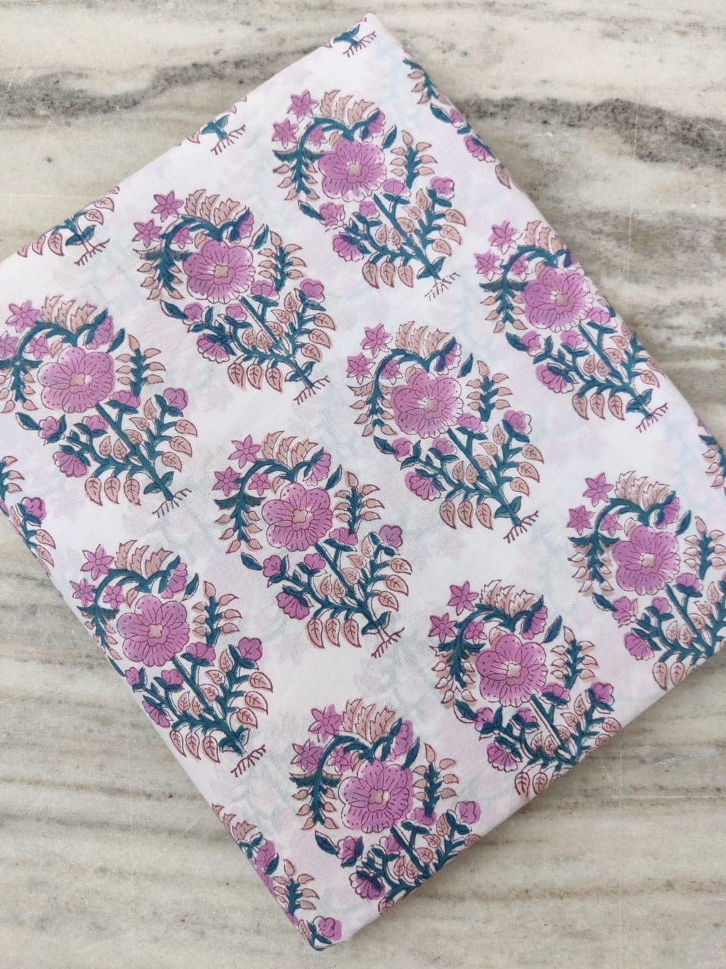 Pink Floral Cotton Fabric by the Yard, Soft Printed Quilting Fabric, Dressmaking Sewing Material, Boho Block Print Fabric and Home Decor