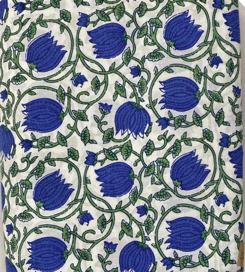 Multi Color Block Print Fabric, Floral 100% Cotton Quilting Fabric By The Yard, Fabric For Dress Making, Fabric Pillow, Personlized Dress