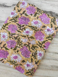 New Arrival Floral Cotton Fabric, Yellow Pink Flower Print Fabric, Indian Hand Block Print Cotton, Soft Dressmaking Fabric, Quilting Fabric