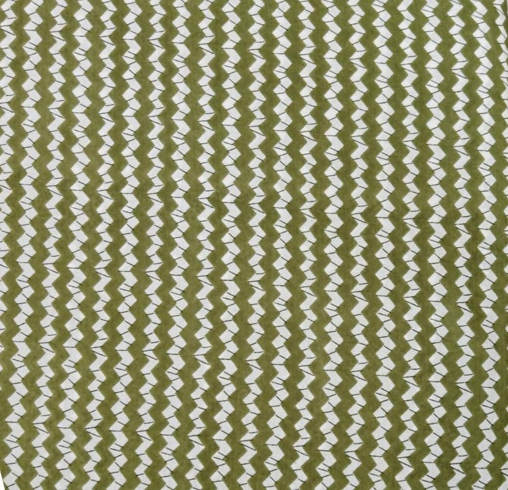 Green Zigzag Cotton Fabric by the Yard, Geometric Chevron Print Fabric, Modern Upholstery Fabric, Quilting Sewing Craft, Olive Green White