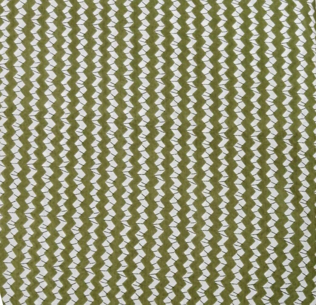 Green Zigzag Cotton Fabric by the Yard, Geometric Chevron Print Fabric, Modern Upholstery Fabric, Quilting Sewing Craft, Olive Green White