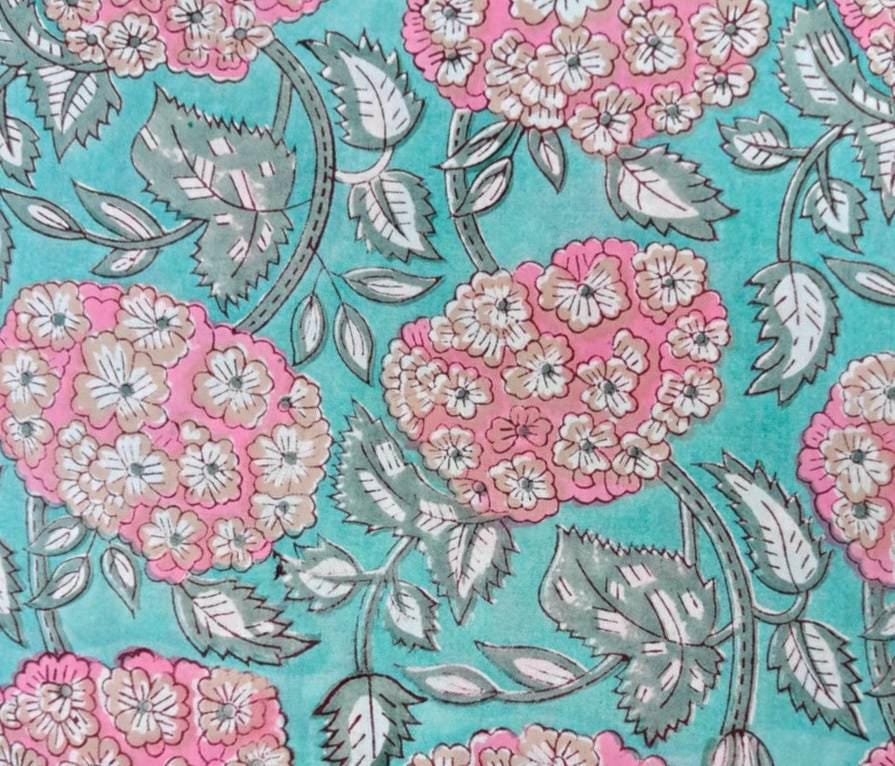 Green Cotton Fabric, Indian Soft Cotton by the Yard, Textile Fabric, Napkins, Table Cover Fabric, Floral Dressmaking Fabric, Christmas Decor